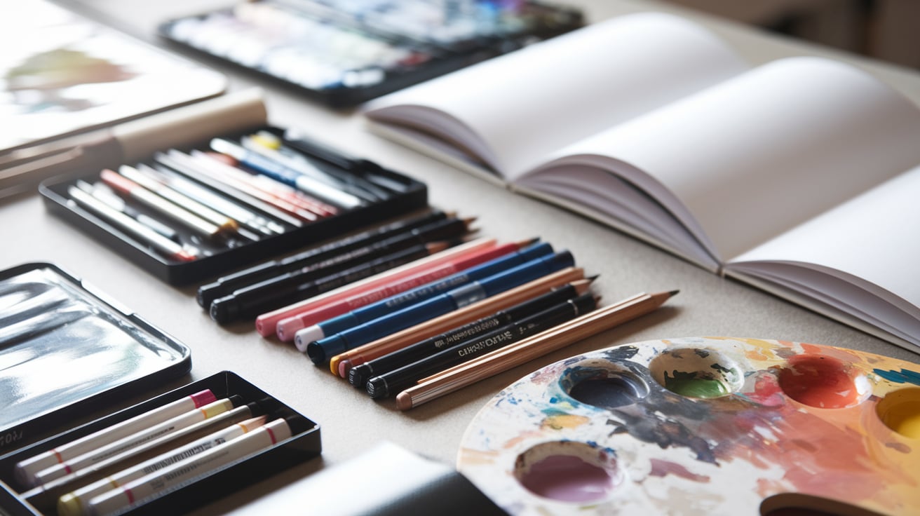 A Still Life of Art Supplies