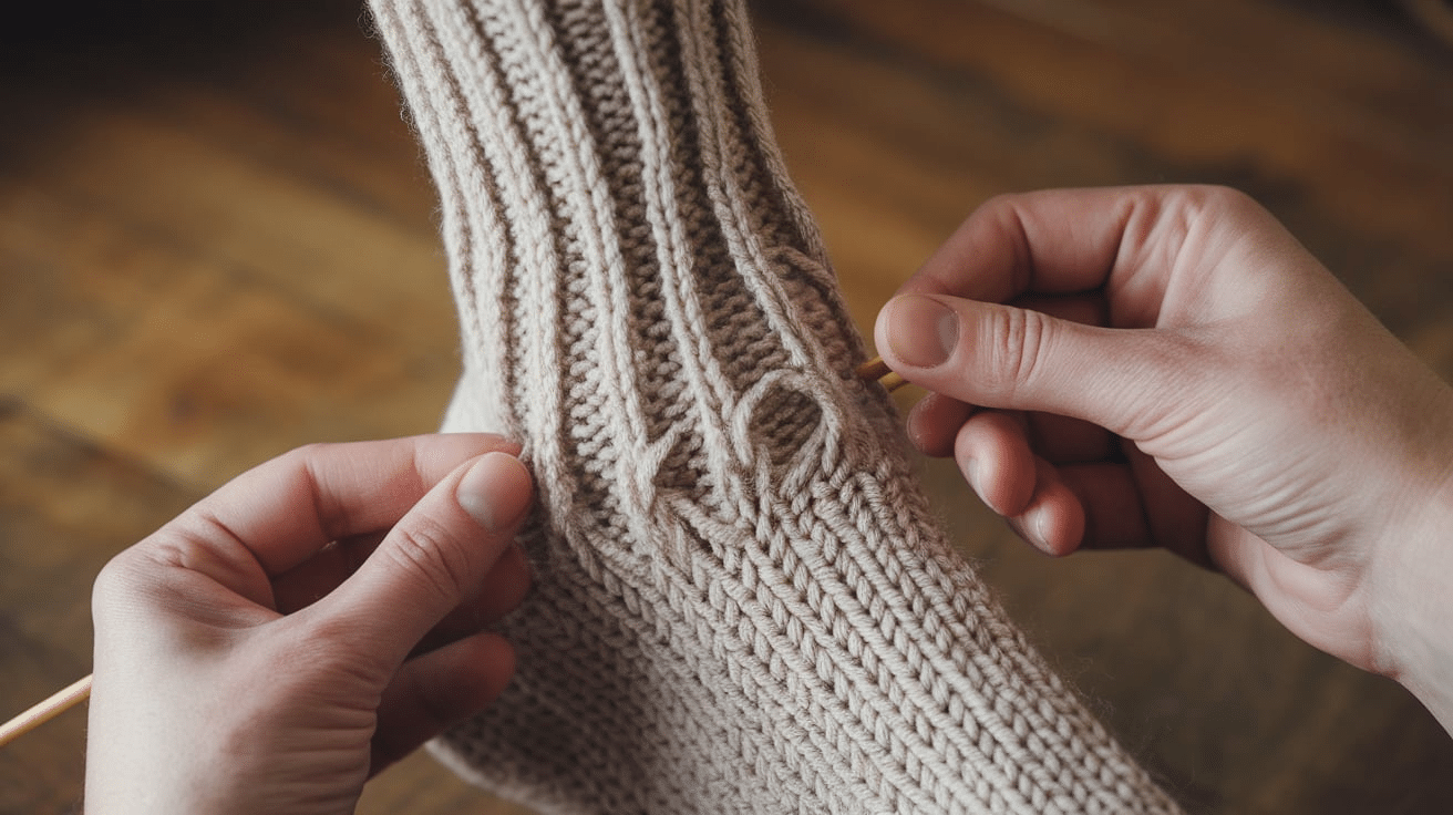 Decreasing stitches in the gusset