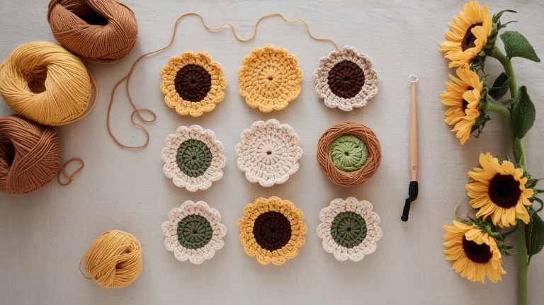 Crocheting a Sunflower Bookmark