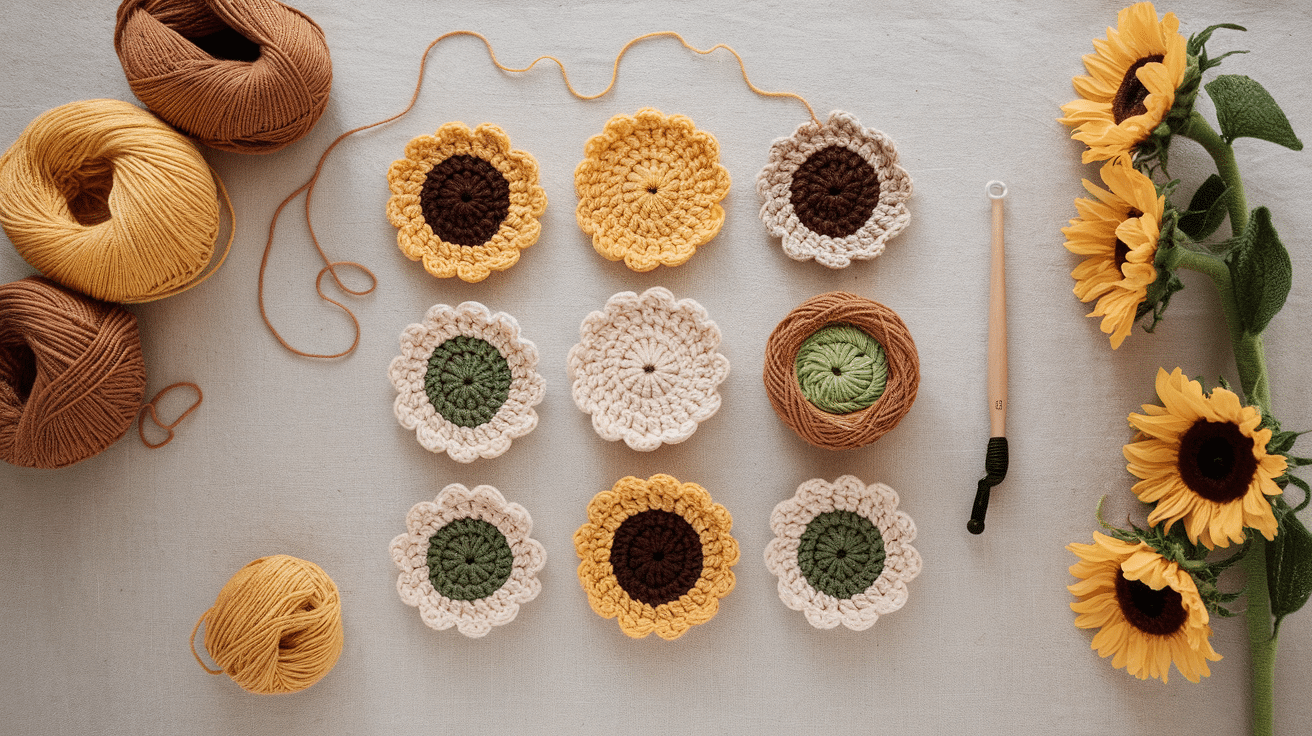 Crocheting a Sunflower Bookmark