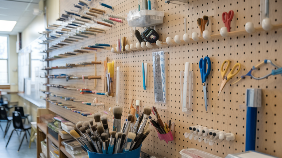 18. Pegboard Supply Wall for Easy Access
