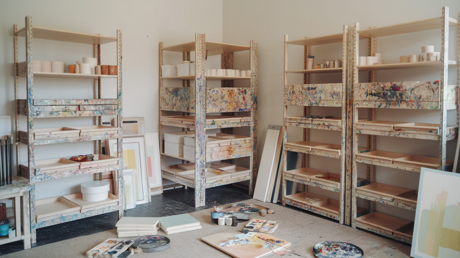 20. Paint Splatter Storage Shelves
