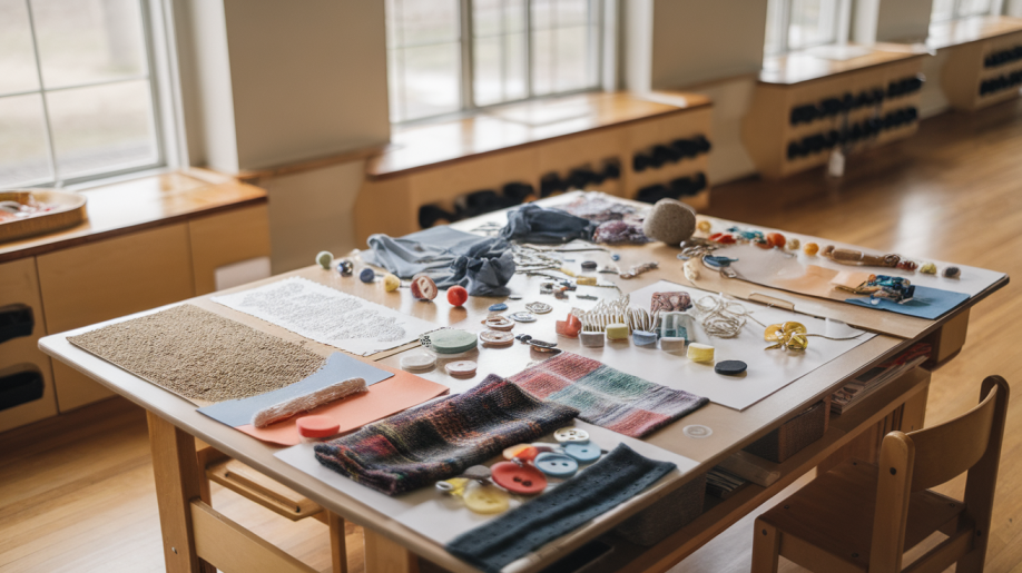 23. Sensory Art Table with Textured Materials
