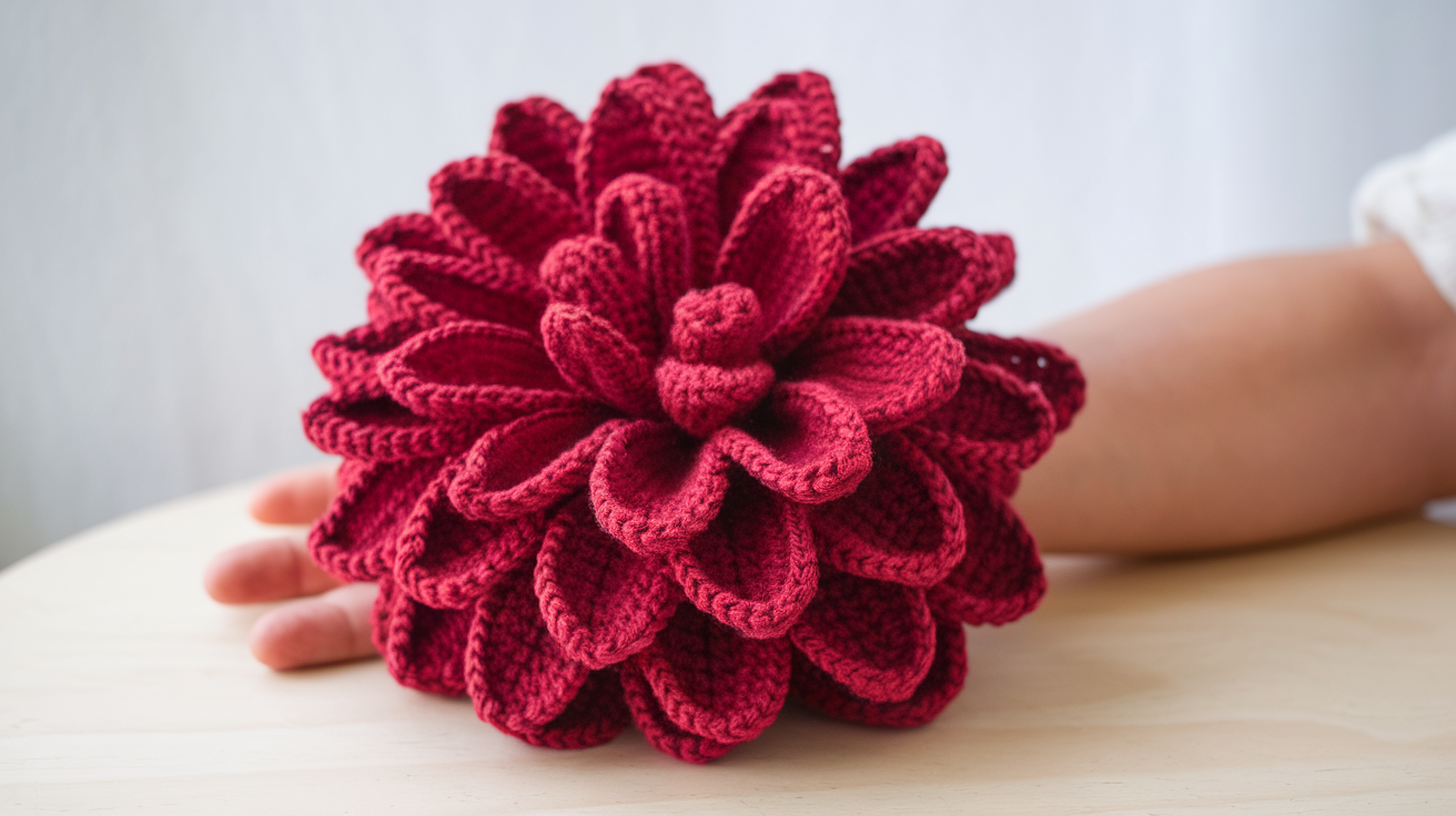 Large and Layered Crochet Dahlia
