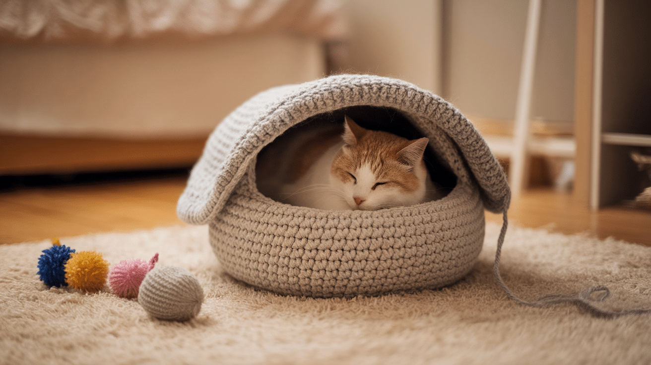 14. Cat Bed with Blanket Flap
