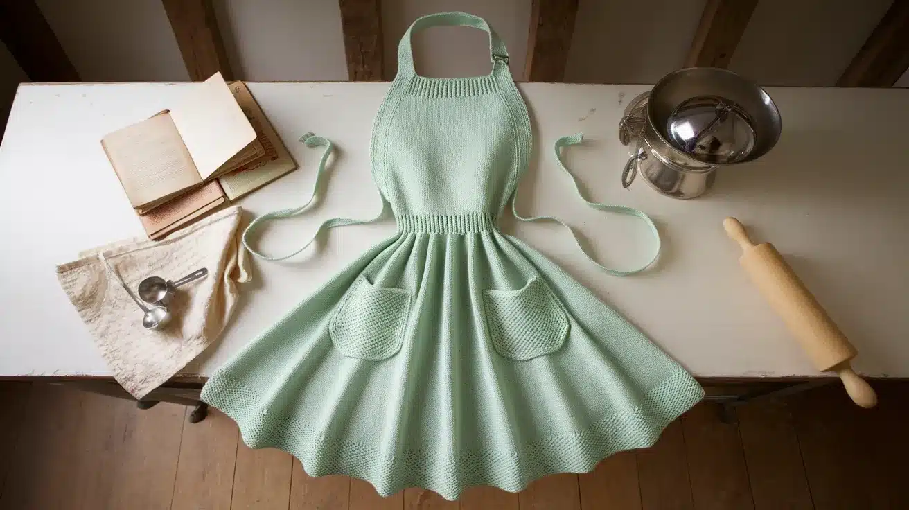 1950s Knit Apron with Pockets