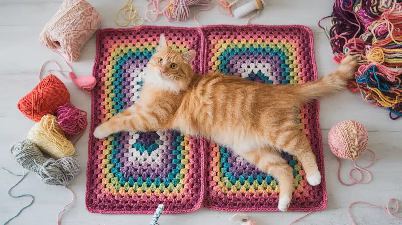 2. Granny Square Cat Mat