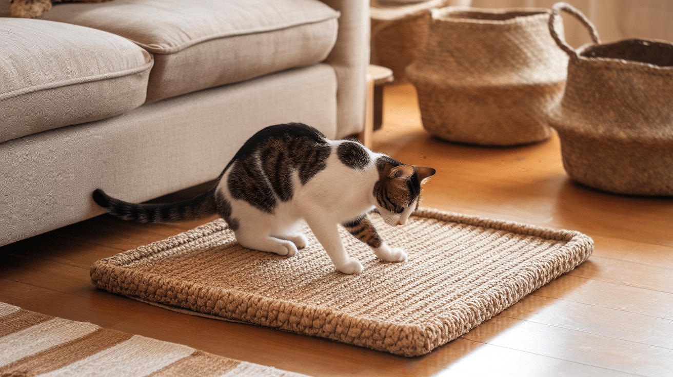 20. Rustic Jute Yarn Cat Mat