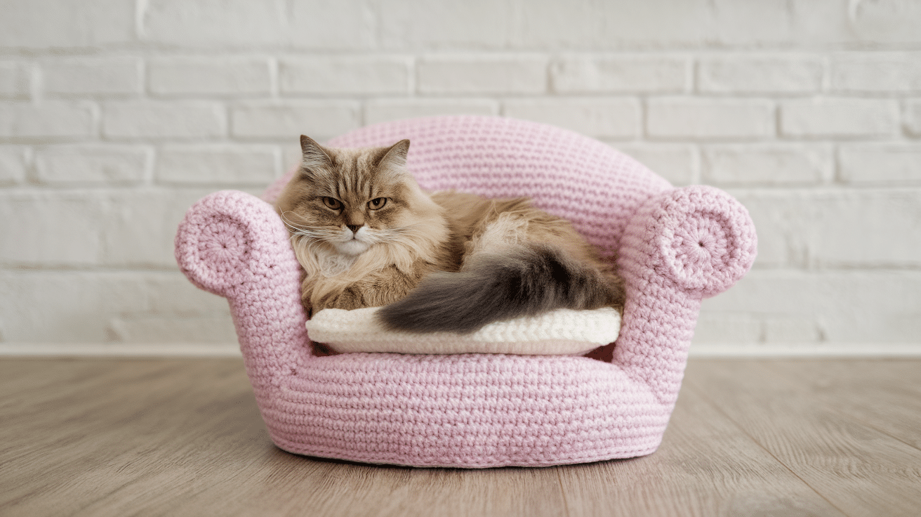 7. Cat Couch with Armrests