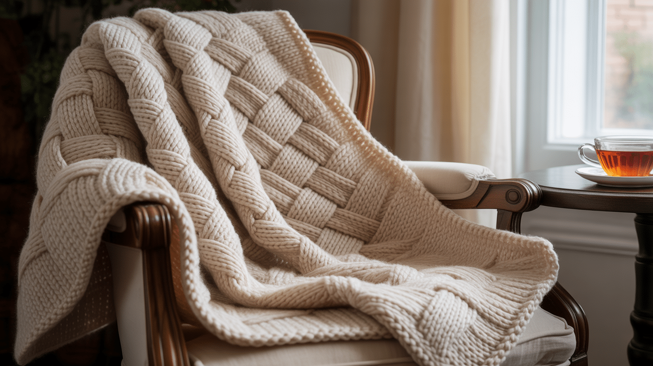Basketweave Knit Shawl
