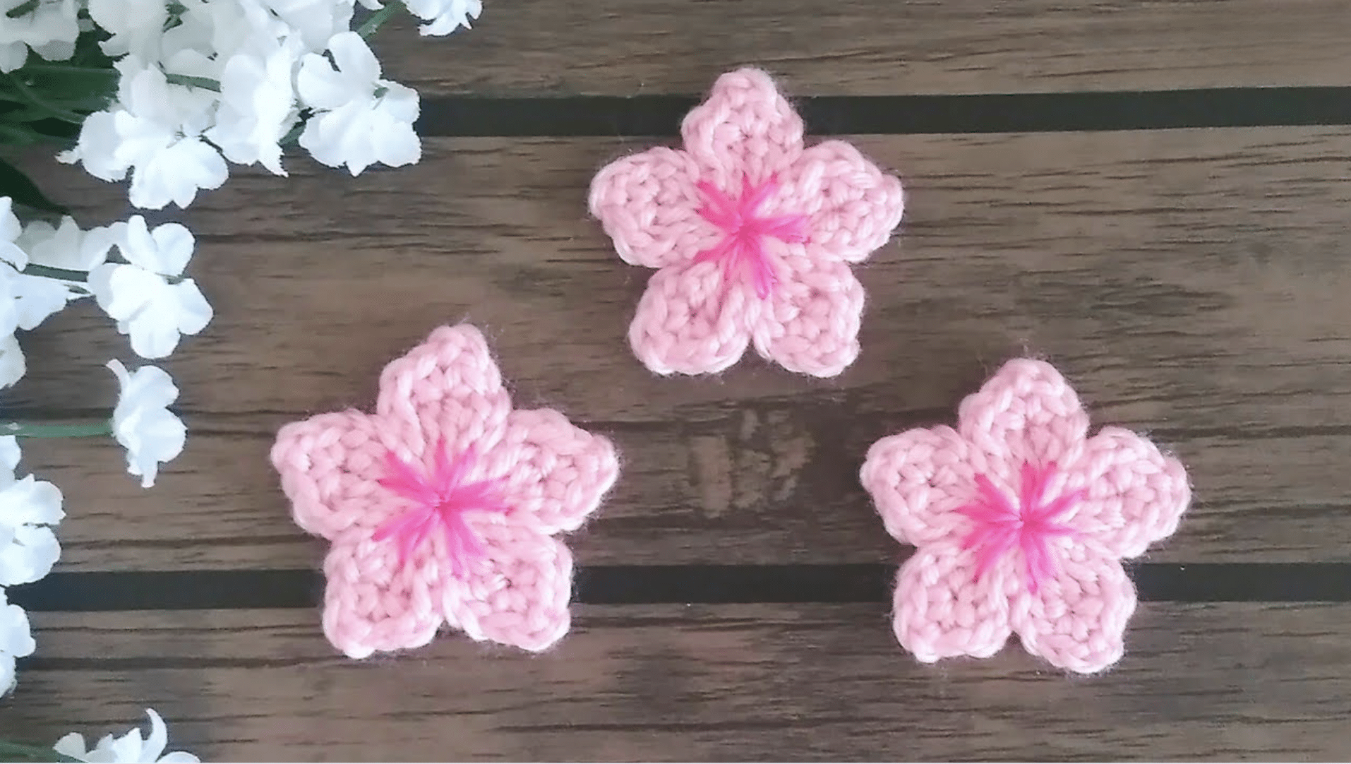 Cherry Blossom crochet knitted flower