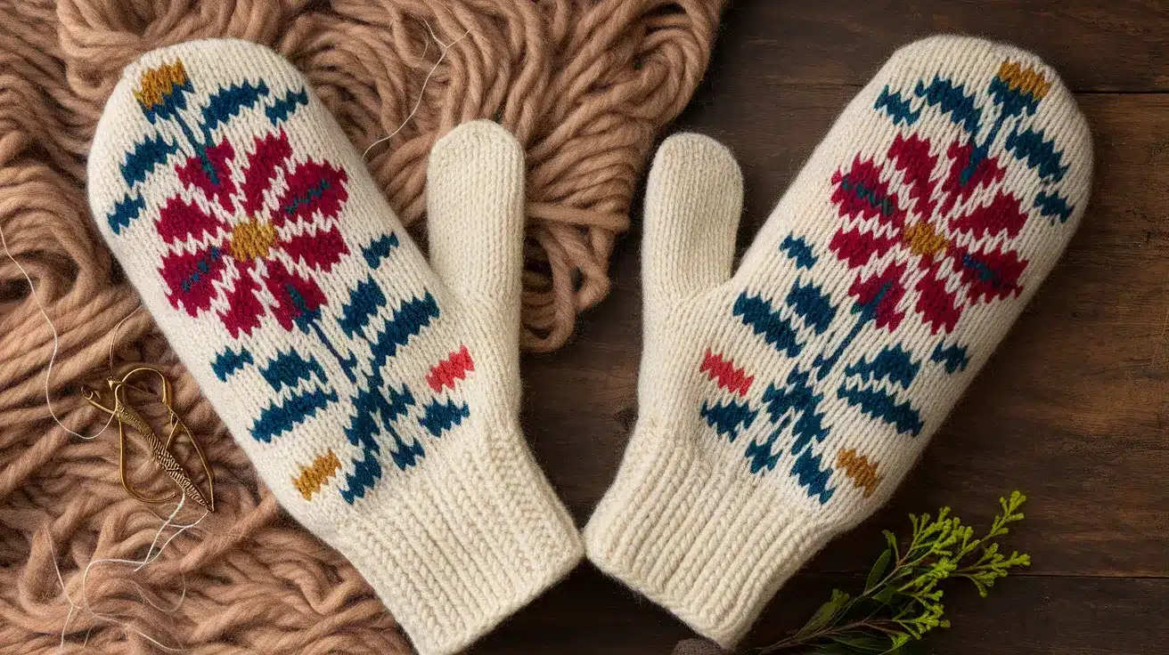 Folk Flower Mittens