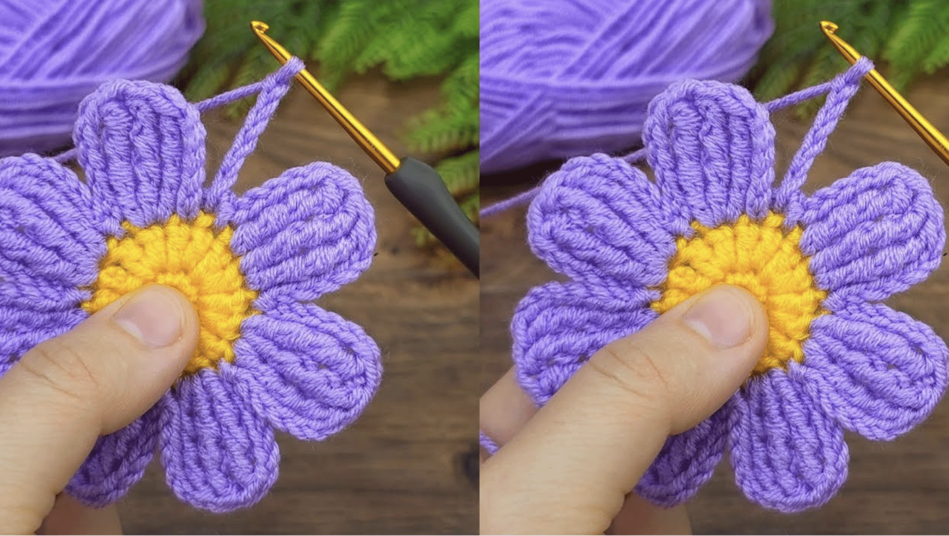 Minimalistic Violet crochet knitted flower