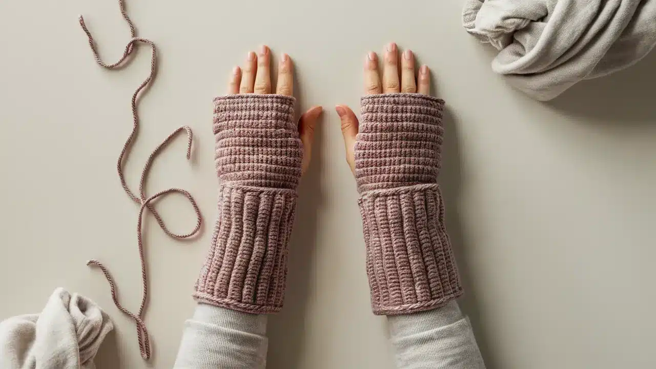 Ribbed Cuff Fingerless Mitts