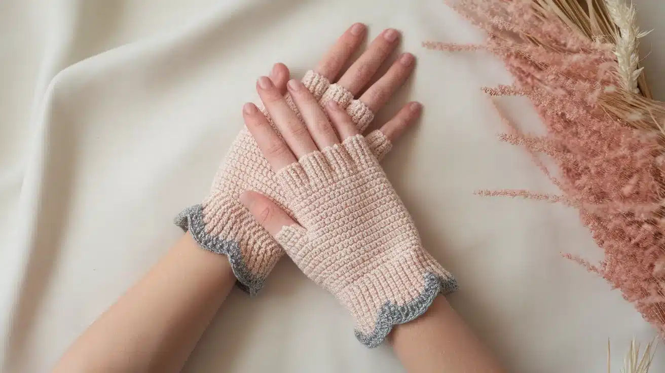 Shell and Picot Trim Gloves