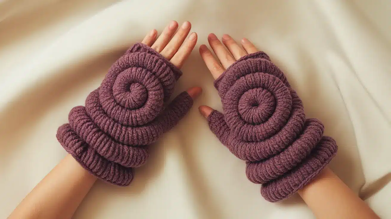 Spiral Puff Stitch Gloves