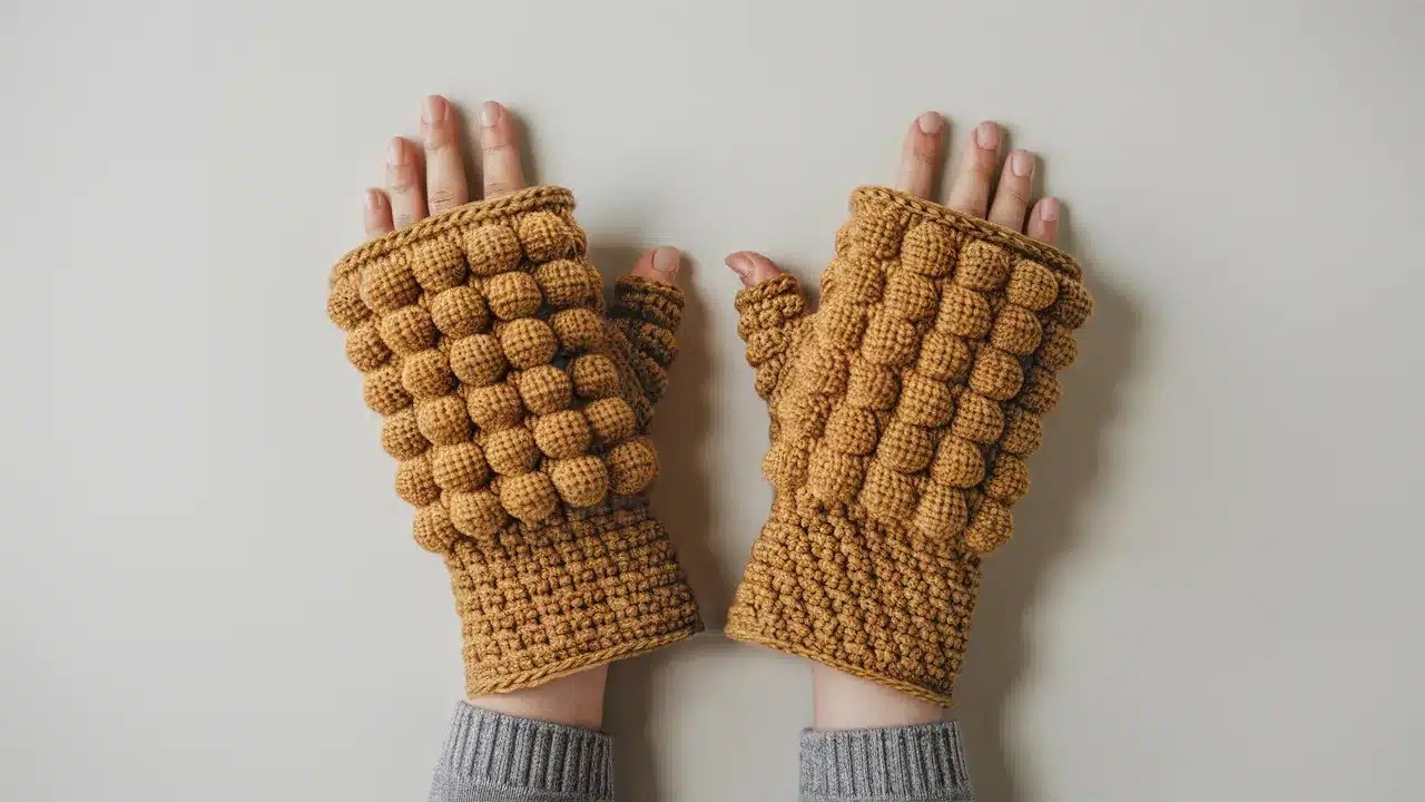 Textured Bobble Stitch Mitts