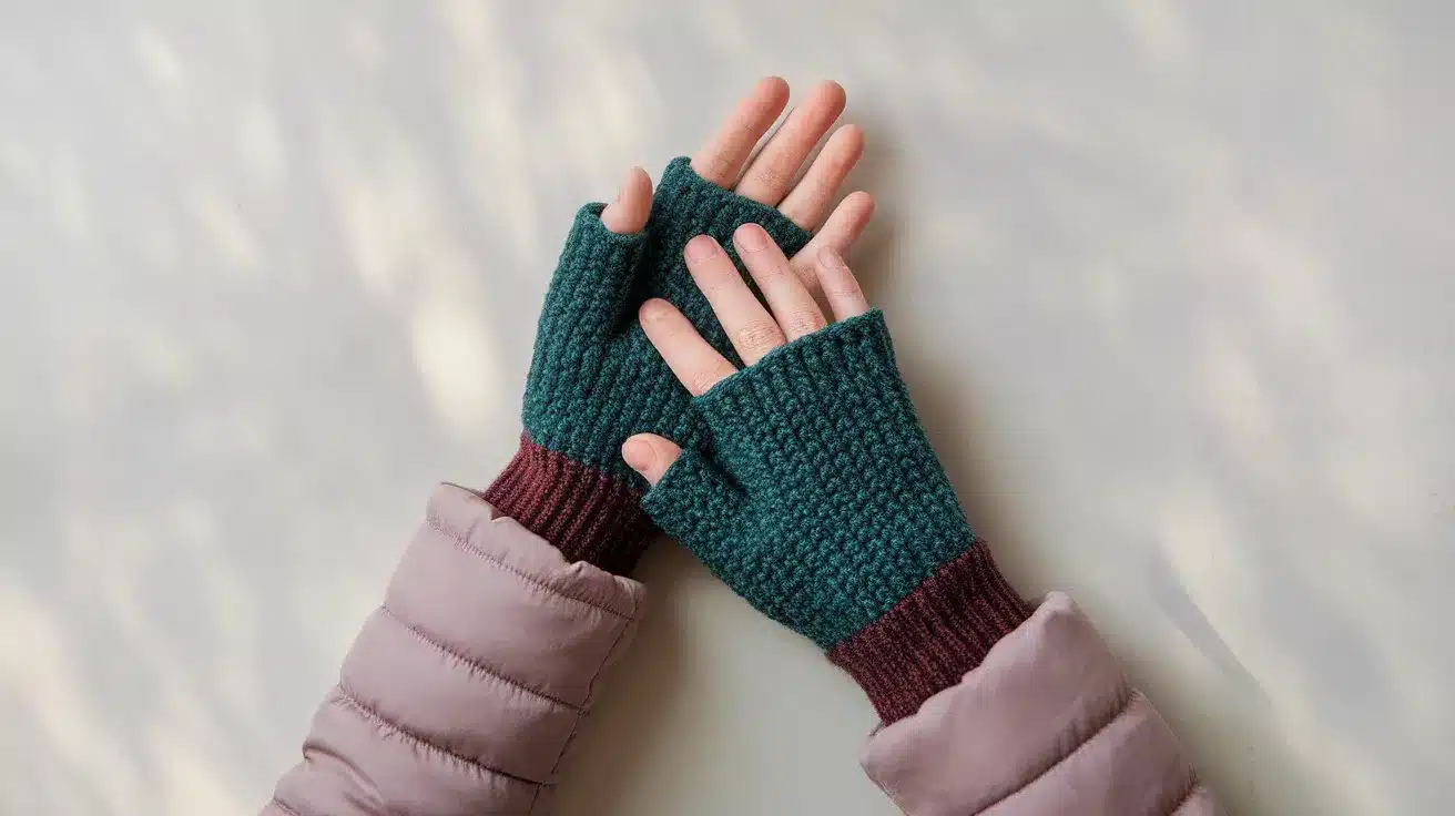 Tunisian Crochet Fingerless Gloves