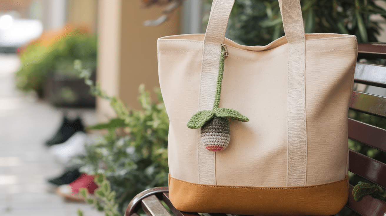 crochet sprout bag charm